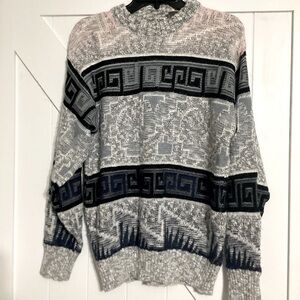 Vintage Men’s Sweater Size M Black, White, Blue